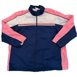 Just My Size 90s Colorblock Nylon Windbreaker 14W/16W Pastel Pink Blue 80s